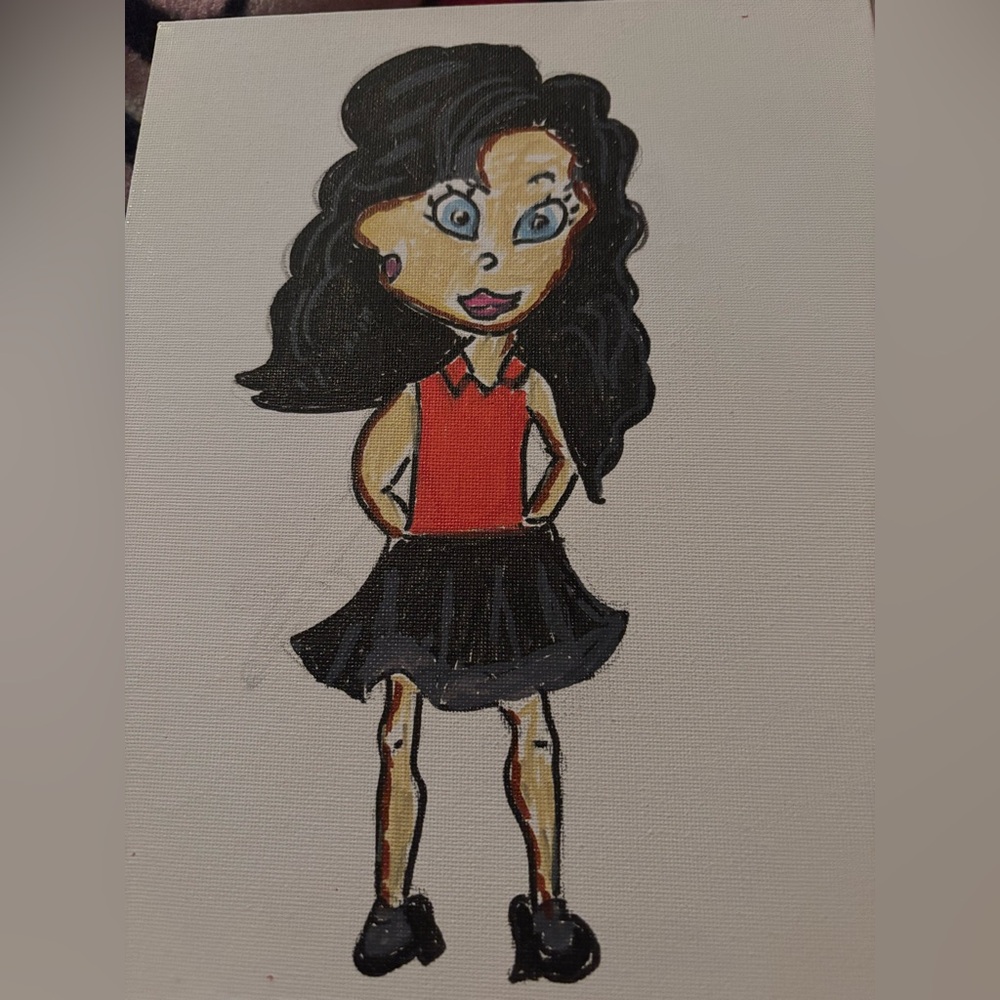 Red and Black Cartoon Character Canvas Art